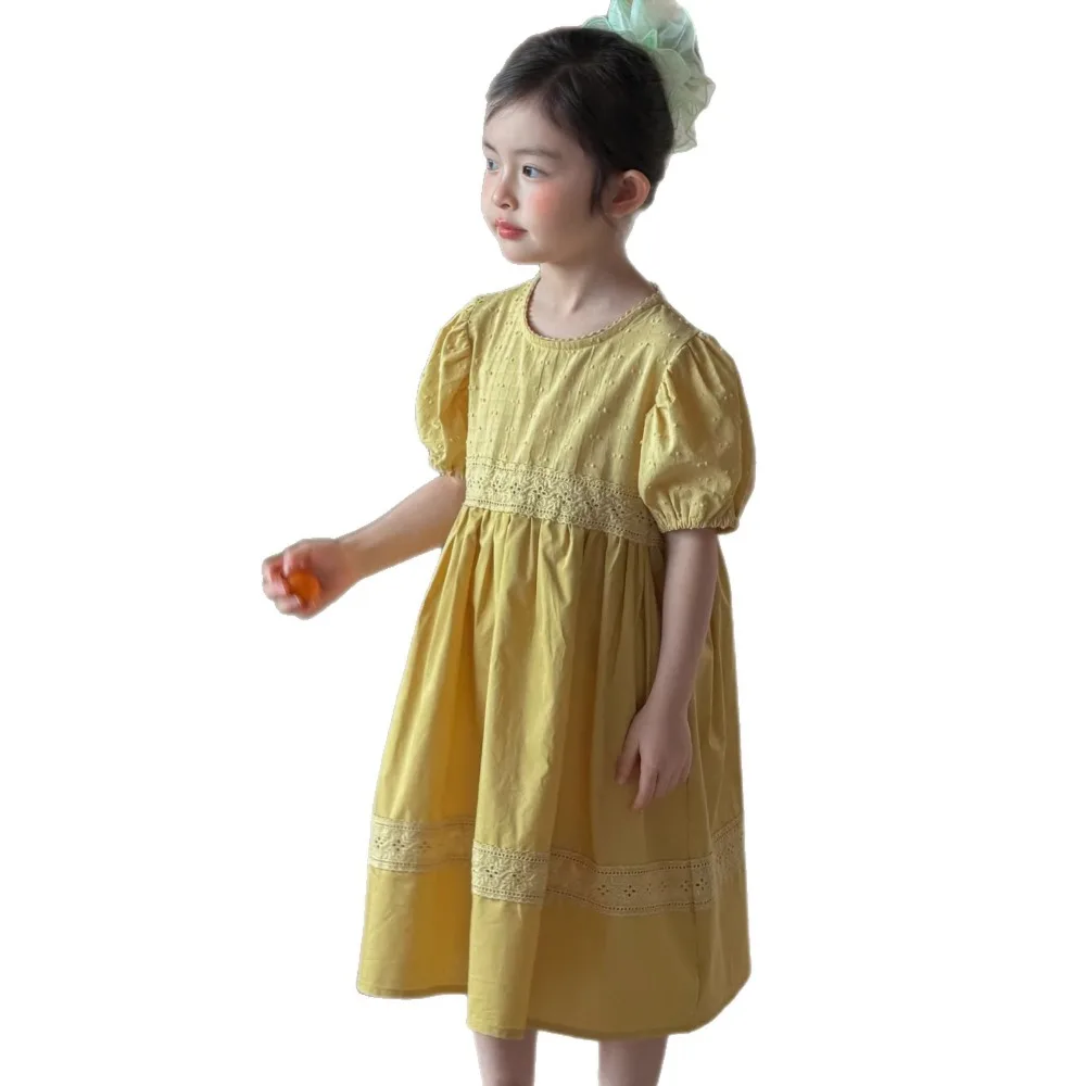 New Arrival 2026 Big Girls Dress, Korean Fashion Puff Sleeve Lace Trim Forest Style Princess Dress for 90-150cm