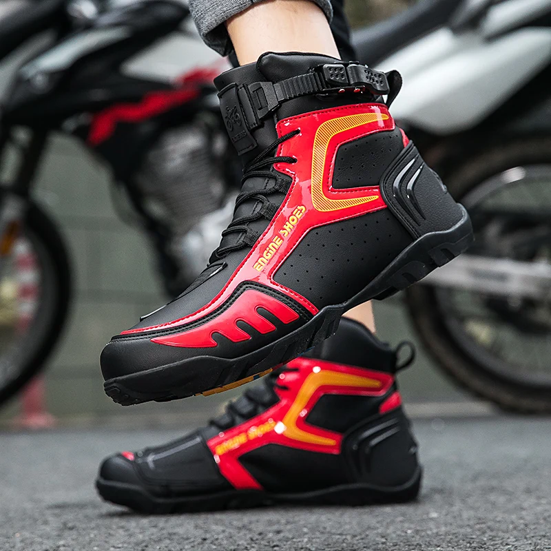 

Outdoor Buckle Casual Shoes High Top Motorcycle Shoes Fashionable Men Mountain Riding Shoe Couple's Style Women Motorcycle Shoes