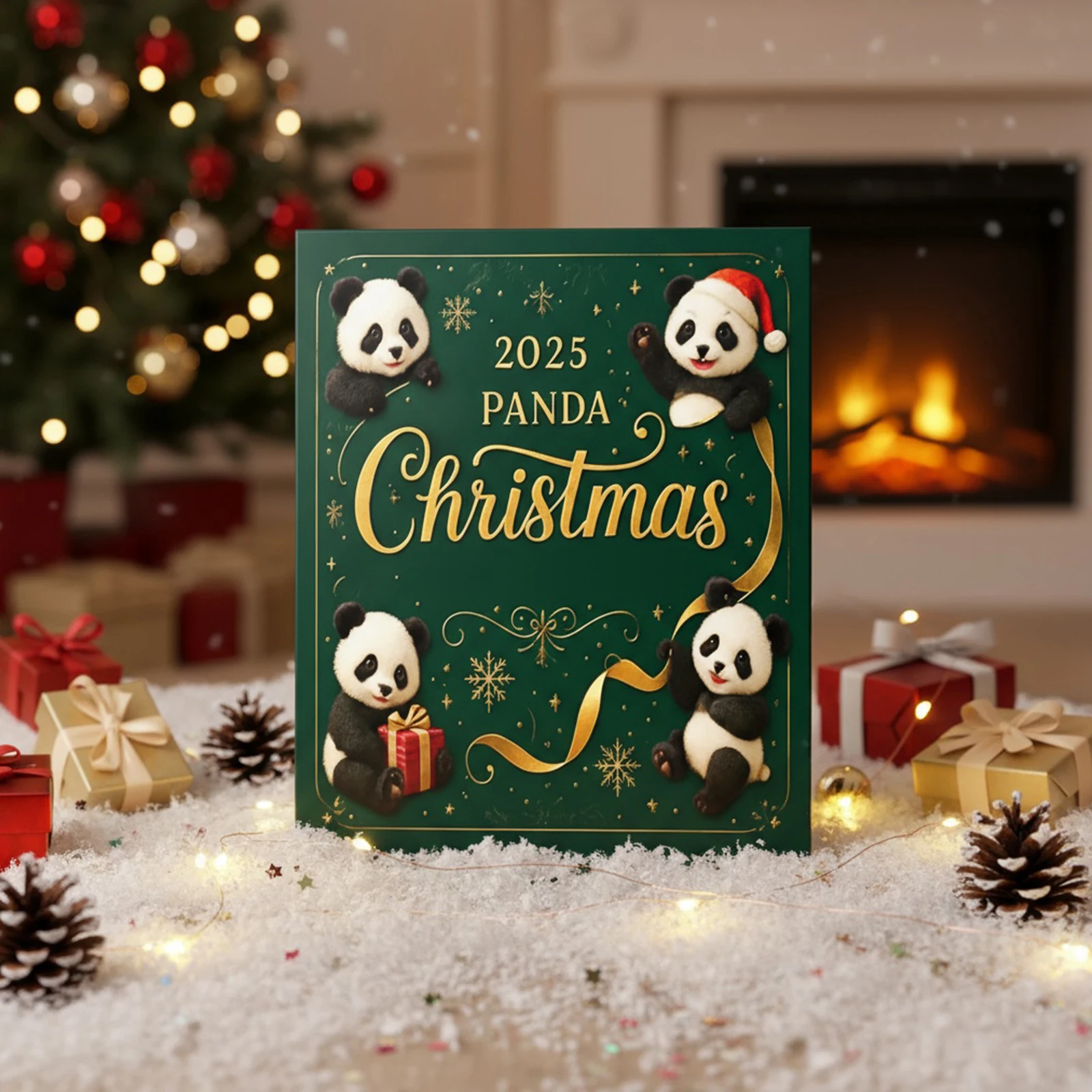 الباندا تقويم القدوم 2025 2D الاكريليك الباندا الحلي عيد الميلاد العد التنازلي التقويم شجرة عيد الميلاد زينة عيد الميلاد مفاجأة الهدايا #3