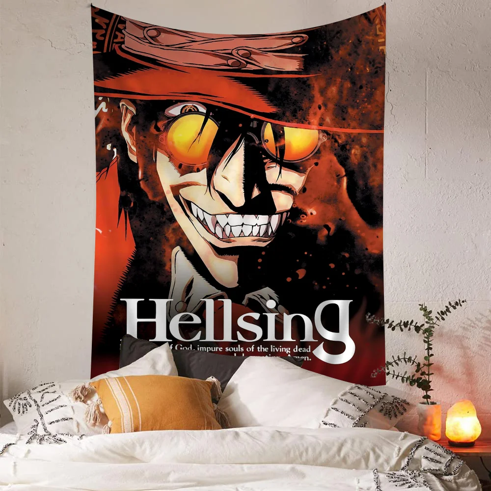 Anime Hellsing Tapestry Art Printing Japanese Wall Tapestry Anime Wall Hanging Home Decor