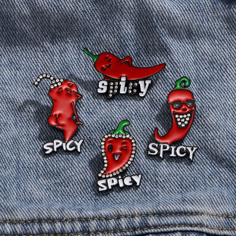 Cute Cartoon Red Hot Chili Peppers Quirky Characters Emoji Brooch Letters Vegetables Badge Clothing Backpack Decoration Pins