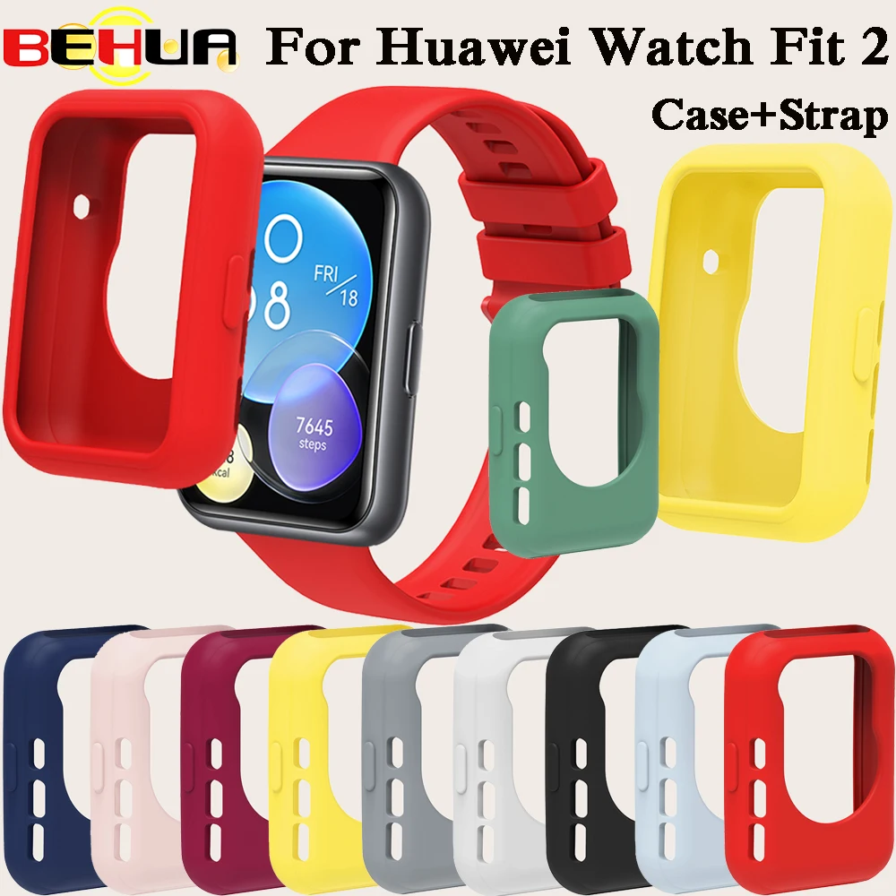 BEAHU Sport Silicone Strap For Huawei Watch Fit 2 Fit2 Watchband Bracelet With Case Cover Band Color Smart Correa Accessories