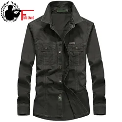 Military Style Mens Shirts Uniform 3xl 4XL 5XL 6XL Plus Size Big Cotton British Long Sleeve 2024 Male Cargo Shirts Us Army Green