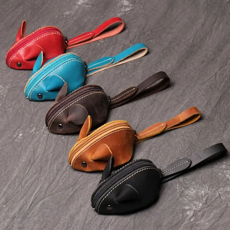 

Cowhide Children's Wallet Genuine Leather Mouse Cartoon Key Pouch Multifunctional Hand-held Storage Bag Purse