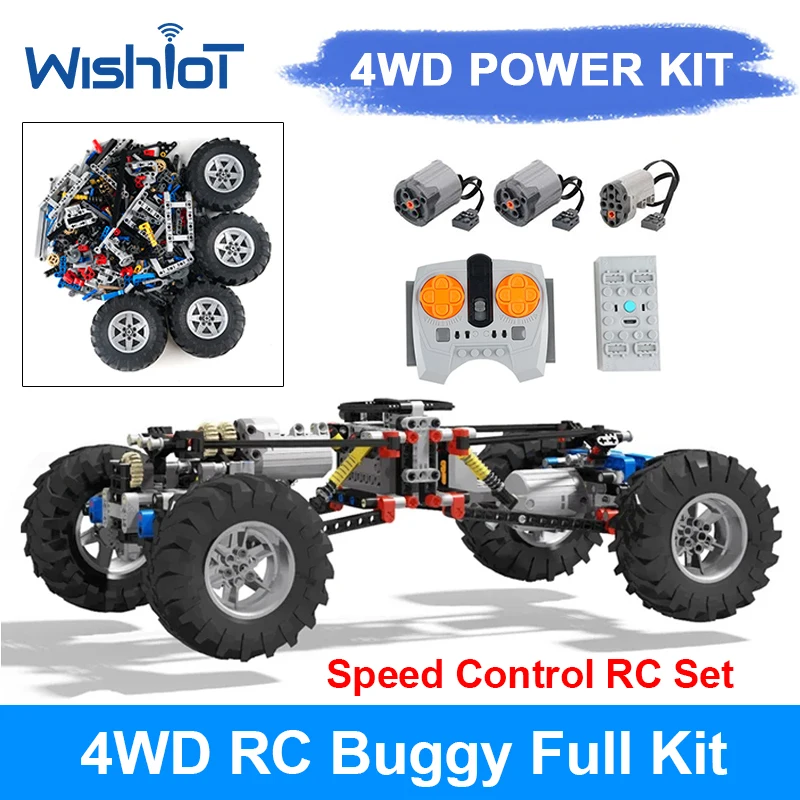 4WD MOC Building Block Off Road Truck Chassis Technical RC Power Functions Kit Electric Motor Remote Control Toy for Legoeds