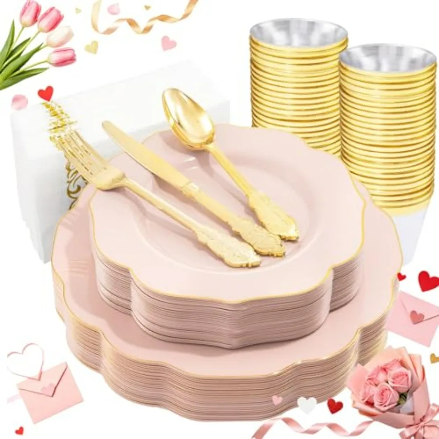 175PCS Pink Plates …