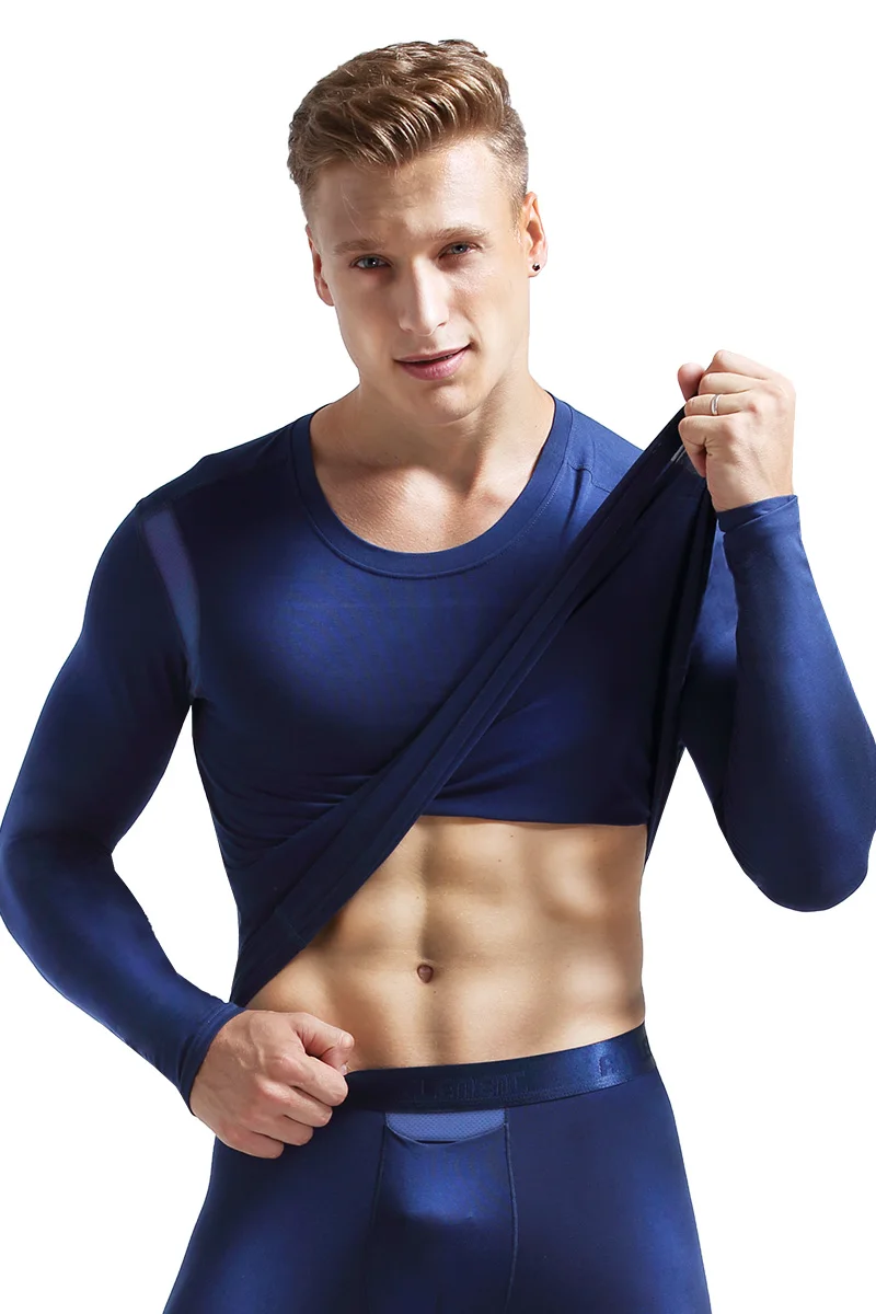 Herren-Herbstkleidung, Herren-Einzel-Thermounterwäsche aus Modal mit V-Ausschnitt, langärmliges Basishemd, dünnes Oberteil, Baumwollpullover für den Winter