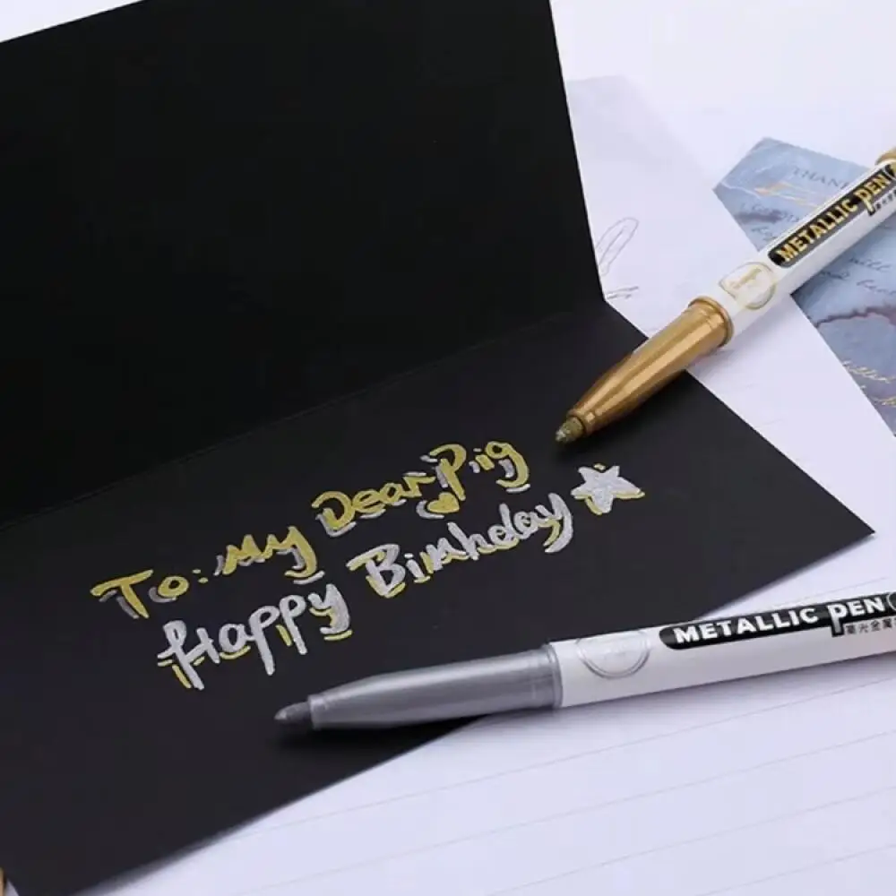 1/2 Metal Colored Craft Pens Gold and Silver Signature Pens Hand Drawn Painting, Acrylic Paint, DIY Gift Card Making Accessories