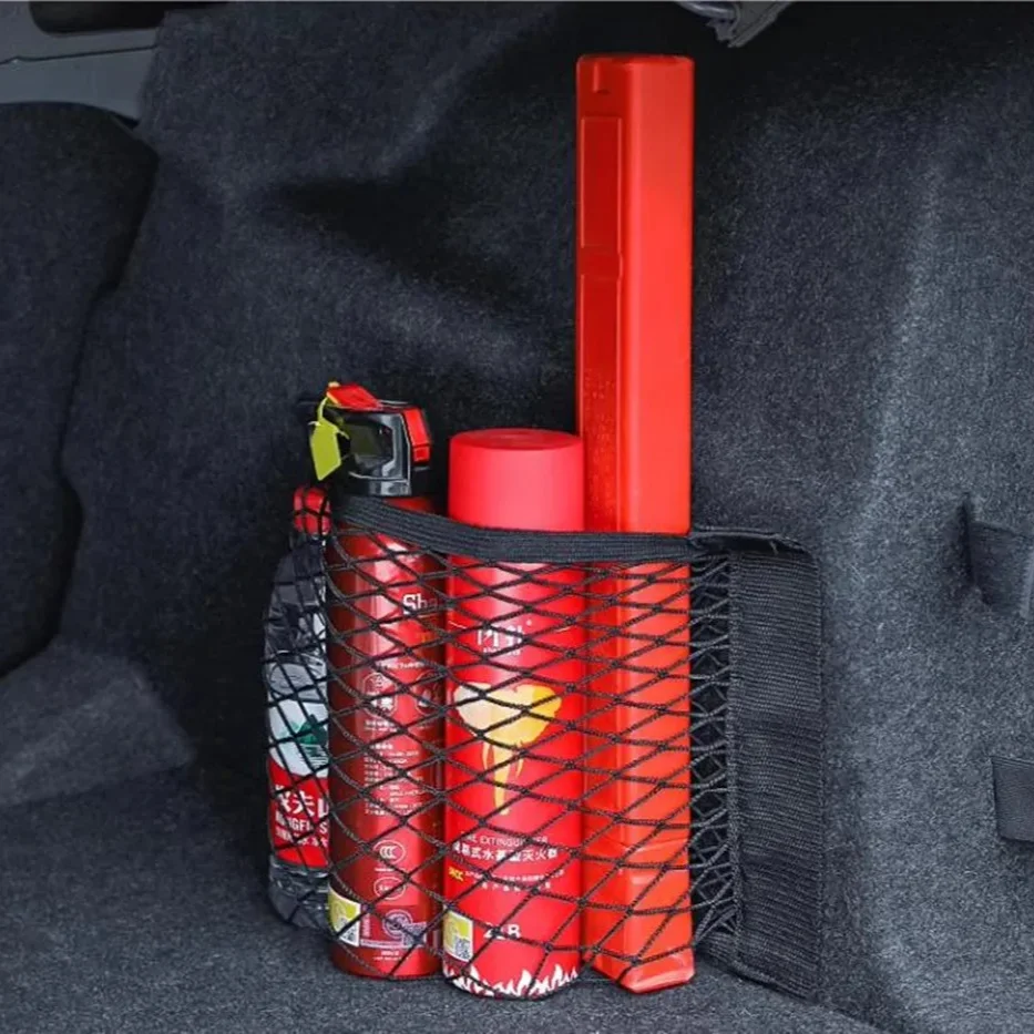 Car Back Rear Trunk Organizer Net Mesh Seat Elastic String Magic Sticker Universal Storage Bag Pocket Auto Put Paper Stowing