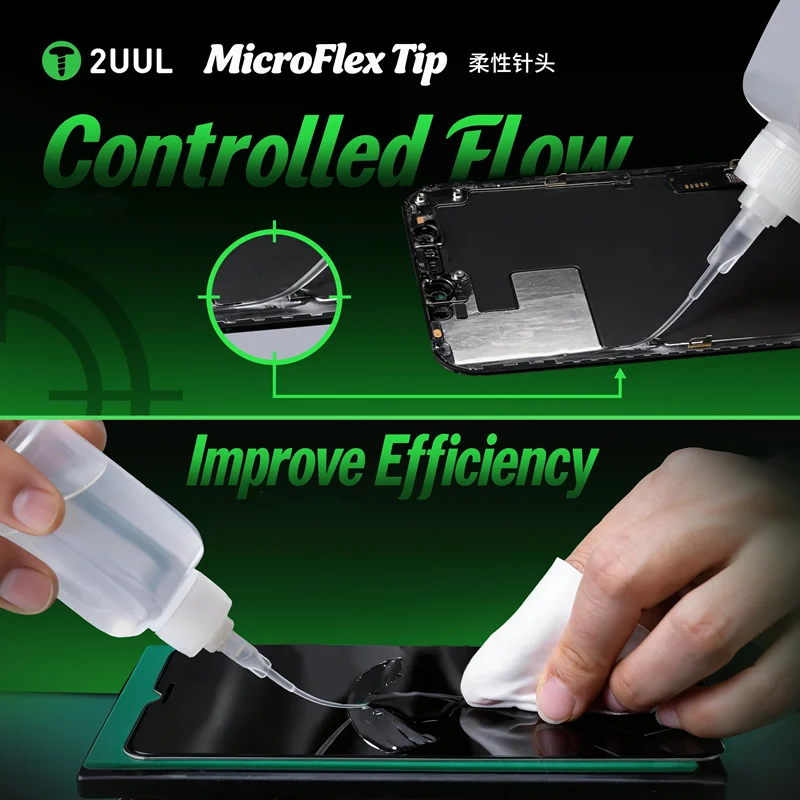 2UUL CS10 50PCS/Pack MicroFlex Tip for Mobile Phone Maintenance Corrosion-resistant Soft Flexible Dispensing Needle Tips