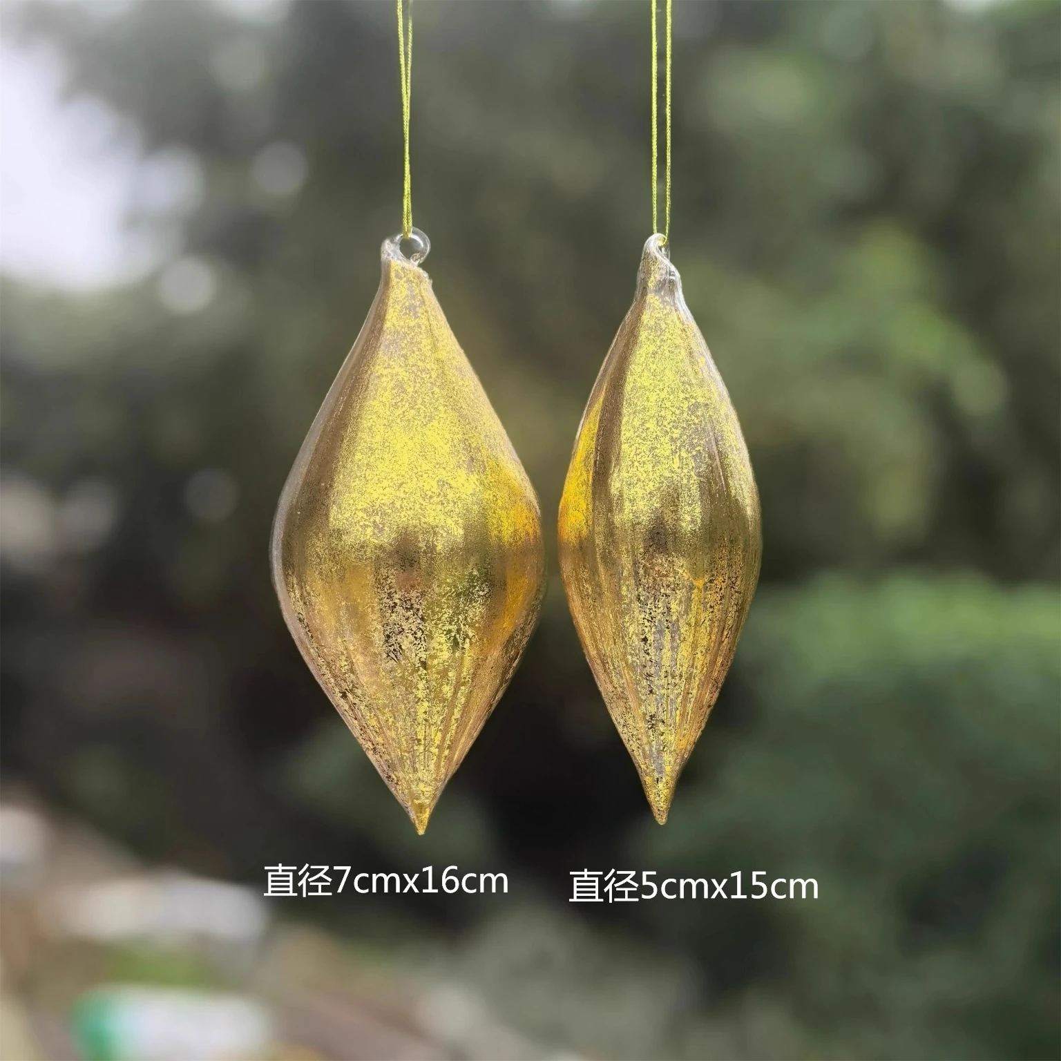 

Украшение рождественской елки стекло золото ретро длинное двойное остроконечное