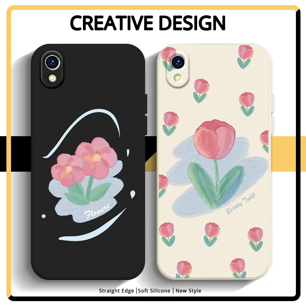 Flower Case For Vivo 1820 1906 1904 1811 1907 1940 1941 1801 1807 1804 1818 1606 1608 1724 Shockproof Soft TPU Silicone Cover