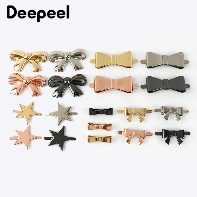 Deepeel 5/10 sztuk metalowe klamry z kokardką buty torebka skórzane rzemiosło Decor etykieta klamra dla majsterkowiczów sprzęt akcesoria do szycia