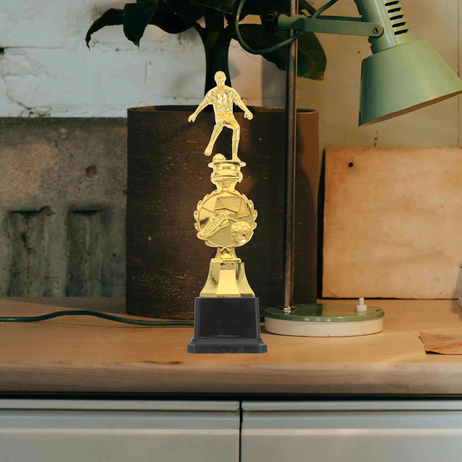 

Gold Finish Plastic Soccer Trophy Football Award Trophy for School Cheer Athletic Tournaments Party Game Props