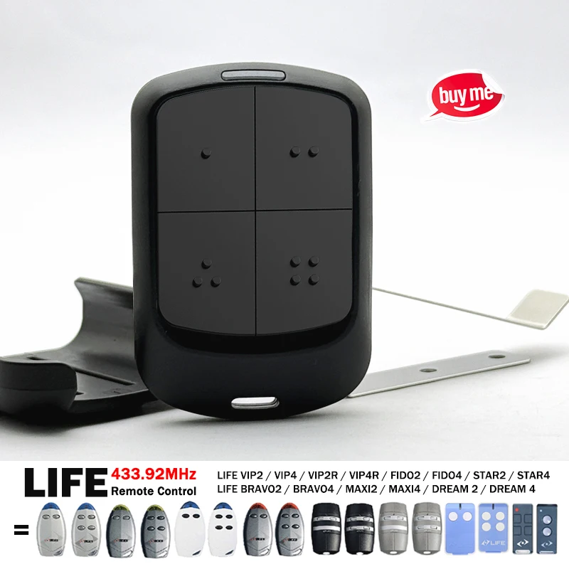 New LIFE With Clip Garage / Gate Remote Control For LIFE DREAM FIDO 2 4 MAXI2 MAXI4 VIP2 VIP4 VIP2R VIP4R STAR2 BRAVO2 BRAVO4