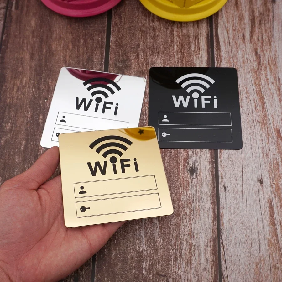 1 Uds. Pegatinas de pared con espejo de señal WIFI, cuenta de escritura a mano regrabable y contraseña, pegatinas de pared acrílicas 3D de nueva moda, decorar