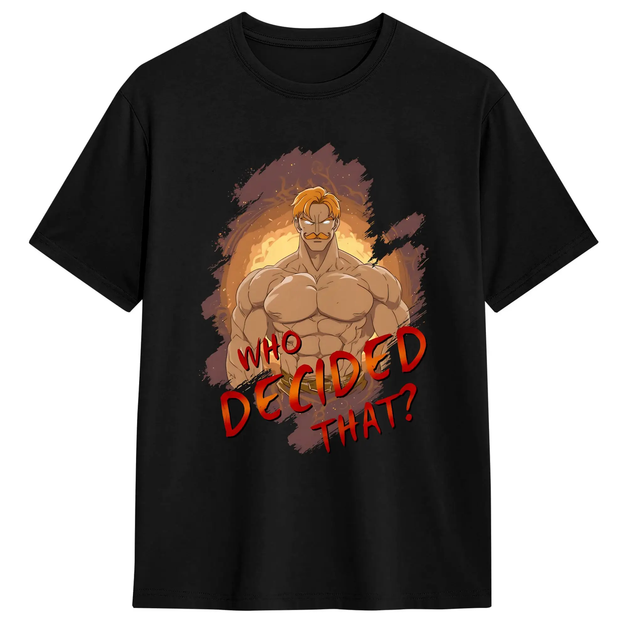 Anime Escanor Stronger Man T Shirt Men Pure Cotton Novelty T-Shirt Crewneck  Tees Short Sleeve Clothing Summer