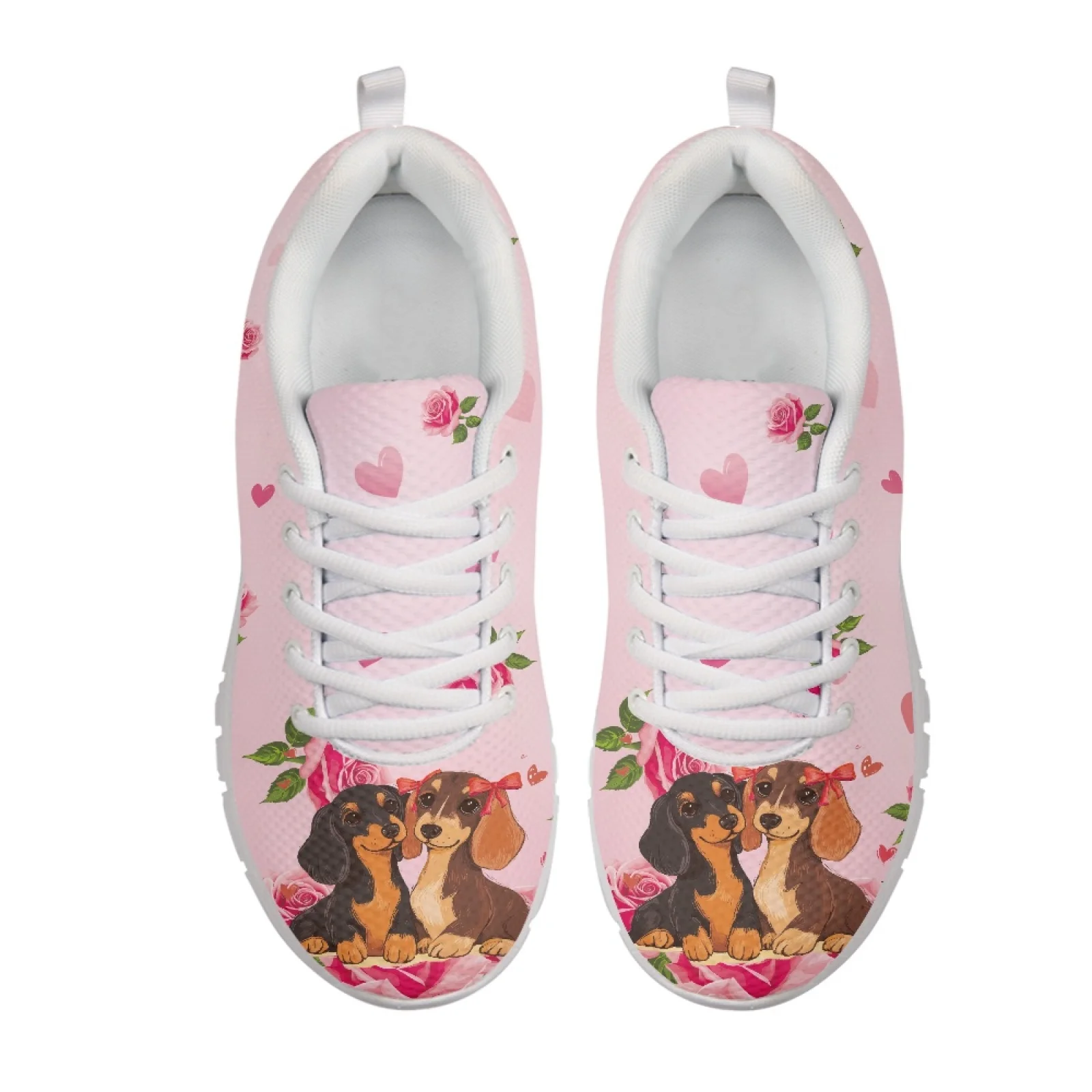 Coloranimal Dachshund Rose Heart Mesh EVA Sole Mens Athletic Trainers Running Walking Shoes for Womens New 2026 Fashion