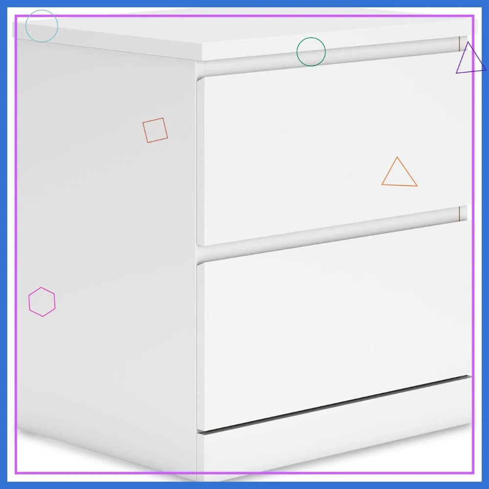 

Modern White Nightstand with 2 Drawers, 21.75" Tall, Minimalist Bedside Table for Small Spaces