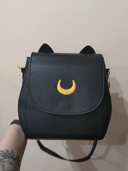 3 year warranty multifunctional PU leather Cat Ear moon Black Women Shoulder Crossbody Bag for Girl Messenger borsa