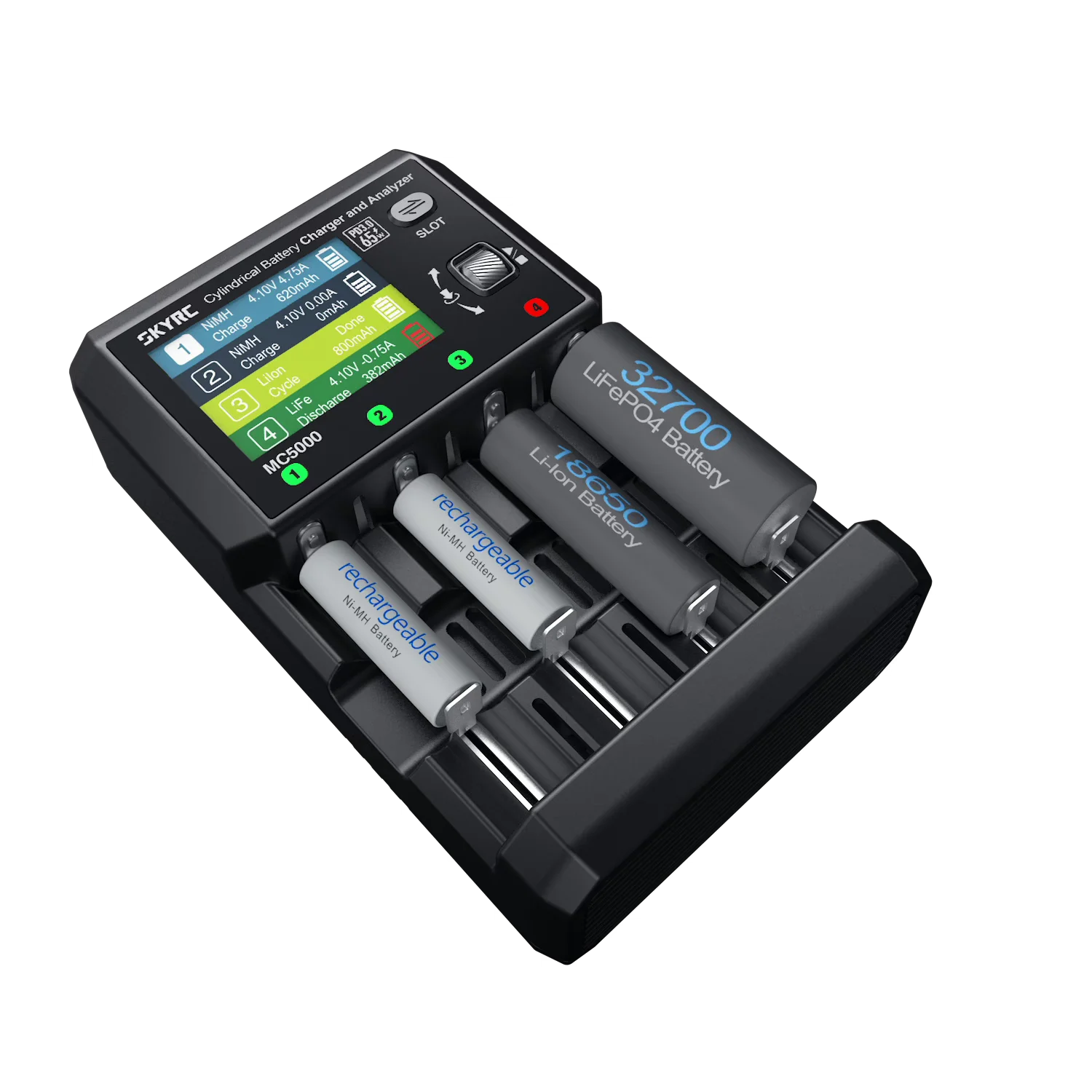 Caricabatterie multi-chimico MC5000 - Controllo APP Bluetooth per batterie cilindriche NiMH/LiFePo4