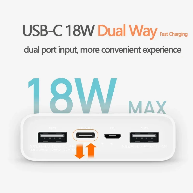 20000mAh Xiaomi Power bank 3 Portable PLM18ZM PD18W USB Type C Mi Powerbank 10000 mAh USB-C Dual Way Fast Charging for iPhone 14