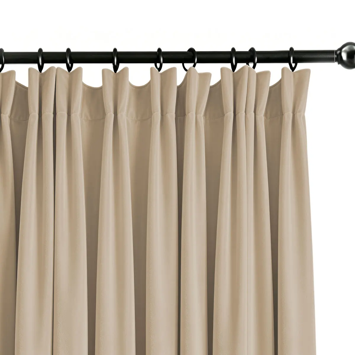 Khaki Pinch Pleat Velvet Curtains, Semi Blackout Light Filtering Luxury Window Drapes for Bedroom Living Room Boho Farmhouse Hom