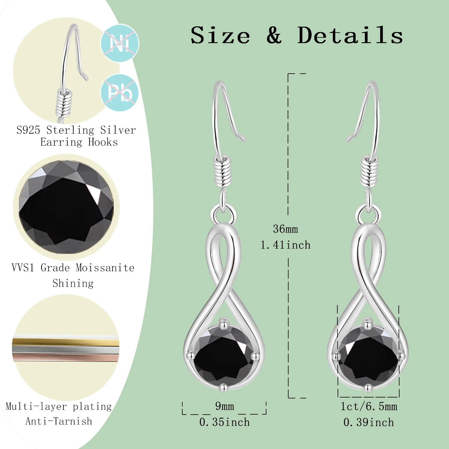 

LAMVOICE gift for daughter, S925 sterling silver, 2 carat moissanite earrings, designer item high quality, valentine’s Day