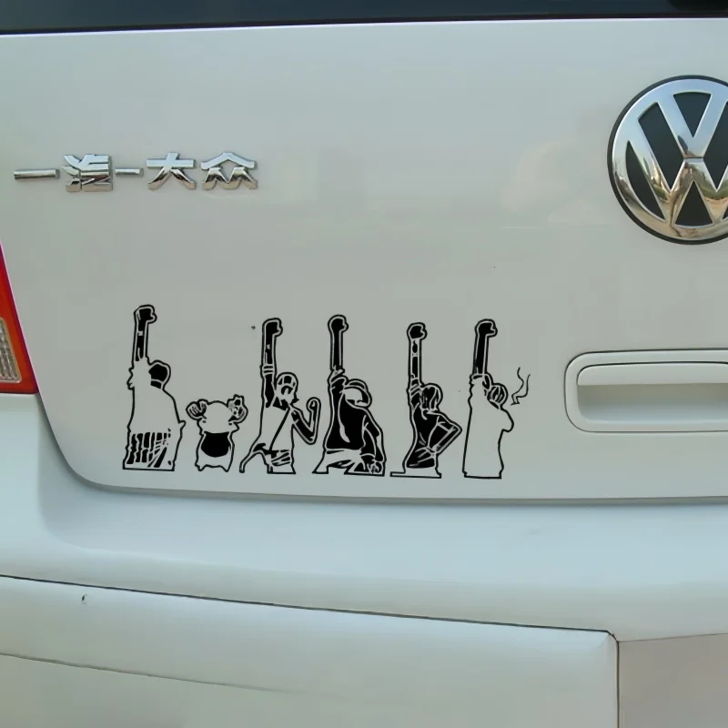 Car Stickers One Piece Straw Hat Crew Back Arms Up Anime Reflective Decals For Windshield Door Bumper Trunk Motorcycles