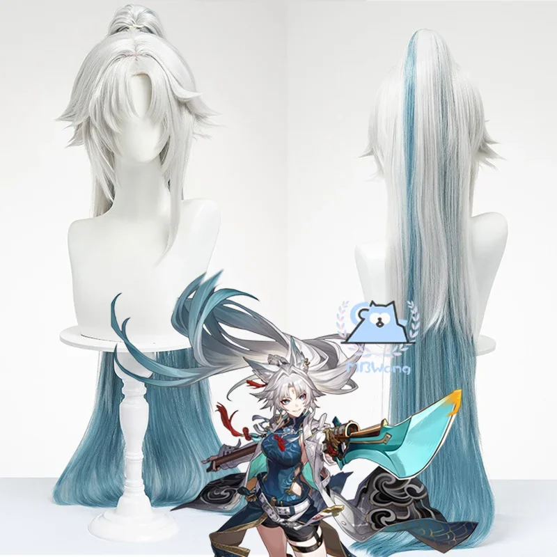 

FC6Honkai Star Rail Feixiao Cosplay Wig Fei Xiao Wig Gray Blue Long Hair Xianzhou Yaoqing The Great General Halloween Party@FC8！