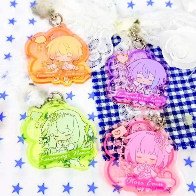 Llavero de Anime Kamishiro Rui Otori Emu, Llavero de Tenma Tsukasa para Hombre y Mujer, Figura de Dibujos Animados Kawaii, Colgante de Acrílico, Regalos