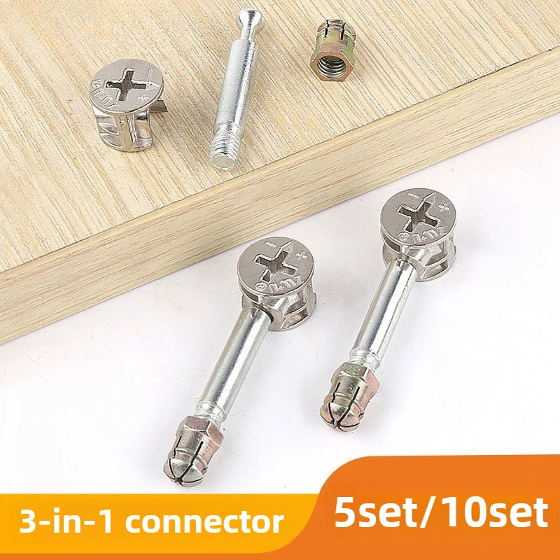 Maosu M6 Furniture Bolt And Nut Set Clothes Cabine Desk Link Fixer Connector Screw Length 32 35 40mm Three-in-one Woodworking Nu