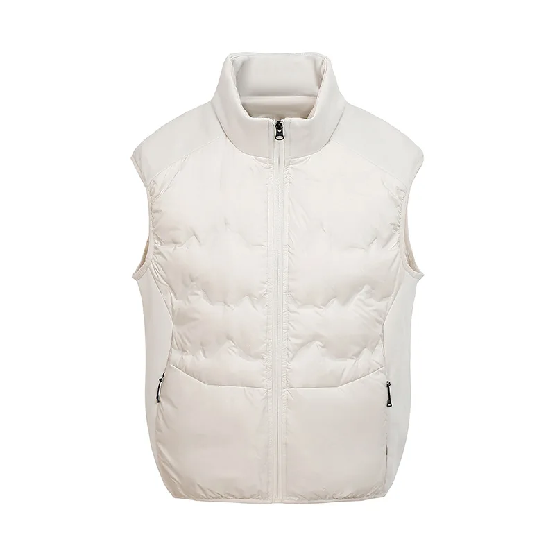 Teenage Boys Winter Thickened Sleeveless Down Vest Blue Patchwork Shoulder Pad Warm Outerwear Youth Casual Lightweight Waistcoat