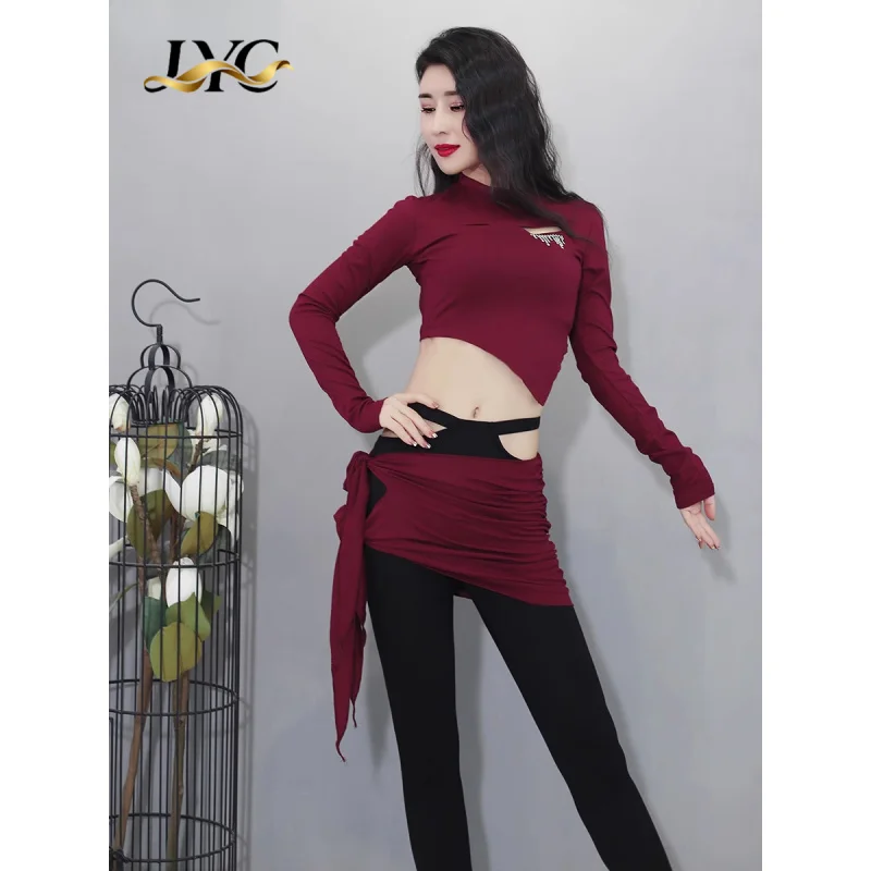 ชุดเต้นระบำหน้าท้องสำหรับผู้หญิง ฤดูใบไม้ผลิ/ฤดูร้อน ปี 2026 แขนยาว พร้อมกางเกงสำหรับการแสดงเป็นกลุ่ม