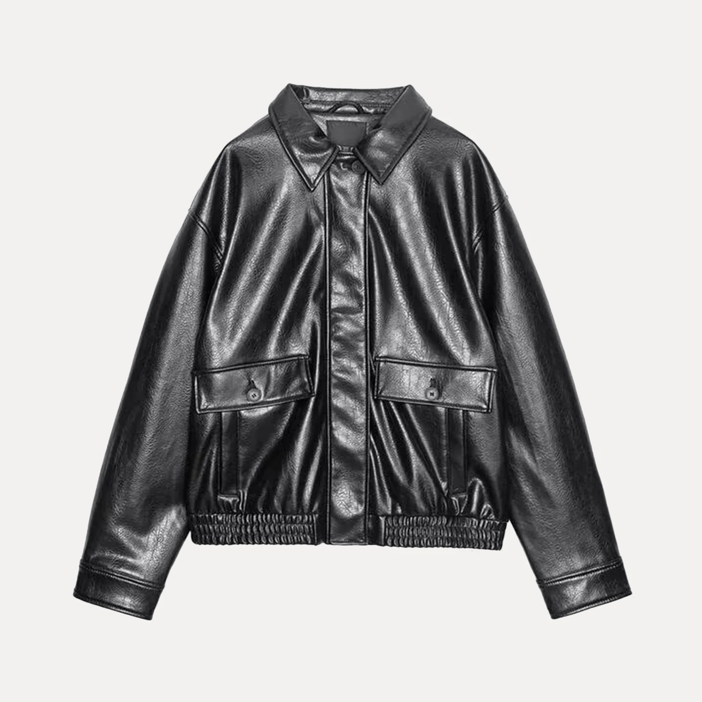 Z Cappotto da donna Faion Pilot Jaet Simulazione in pelle Colletto lungo con chiusura a cerniera Pendolarismo Sle Autunno Nuovo A...