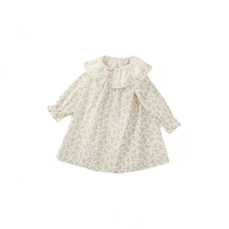 

Children's Clothing Girls' Retro Style Dress Autumn New French Lace Collar Floral Dress