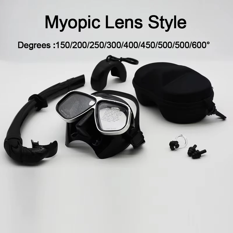 JUNHAINS Myopic Lens Free Diving Mask Low-Capacity Aluminum Alloy Glasses Frame Wet Breathing Tube For free diving, snorkeling