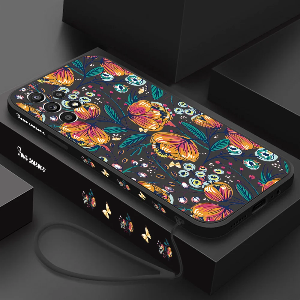 Capa de telefone floral para Samsung Galaxy, capa à prova de choque de silicone, A54, A53 5G, A34, A14, A73, A72, A71, A52 S, A51, A33, A32, A23,