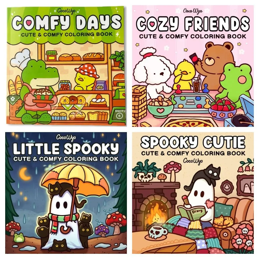 DIY Spooky Cute Coloring Book Relax Cartoon Watercolor Painting Book Creative Interesting Halloween Theme Coloring Book