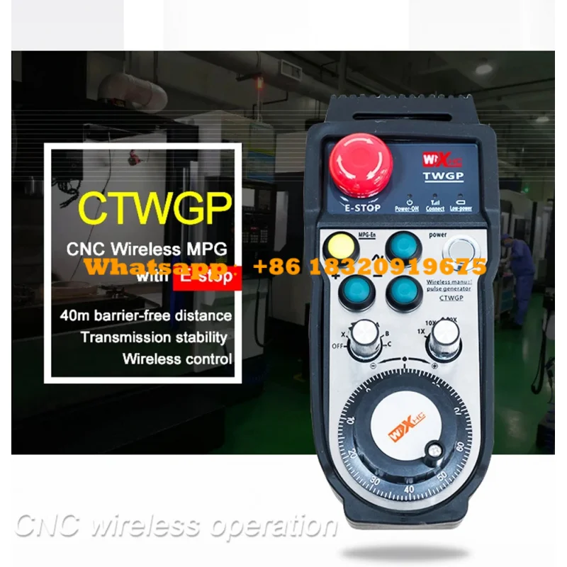 CTWGP 6-Axis CNC Manual MPG With Receiver 433MHz Wireless Handwheel 100PPR 40-Meter Transmission