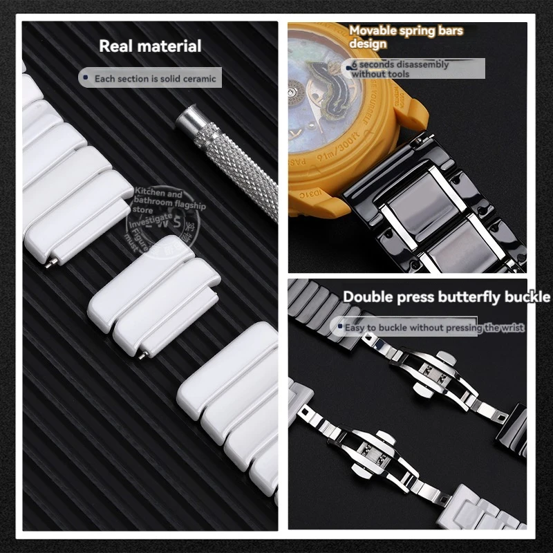 Para mujer hombre pulsera de cerámica de liberación rápida correa de reloj 12 14 15 16 17 18 19 20 21 22mm correa de reloj de pulsera de moda