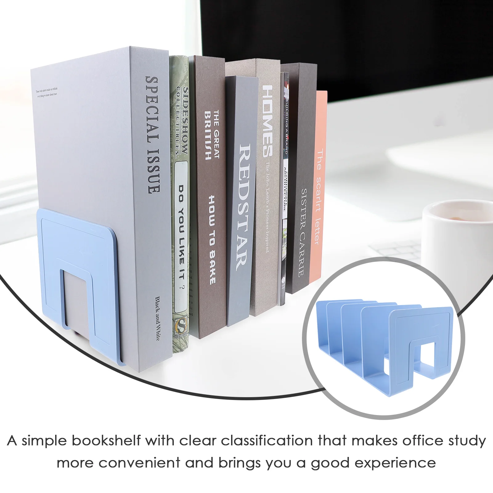 

Book Stand Desk Bookshelf Accessory Desktop Organizer for Students Holder Acrylic Adjustable Display Sorter Storage