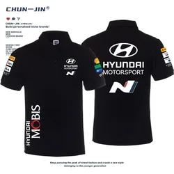 T-shirt de moto à manches courtes pour hommes et femmes, polo décontracté, revers pour H-Hyundais, demi-manches, tout match, été, nouveau