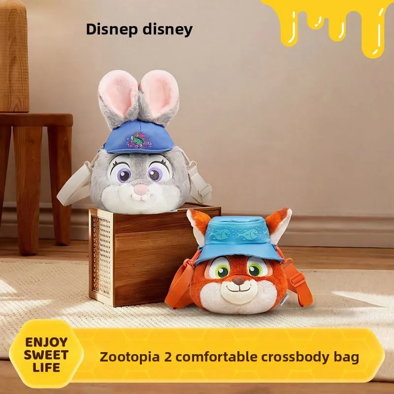 

Disney Zootopia, милая сумка через плечо, комплект для пары Джуди Ника, плюшевый рюкзак, сумка на плечо, плюшевый персонаж мультфильма, голова, праздничный подарок