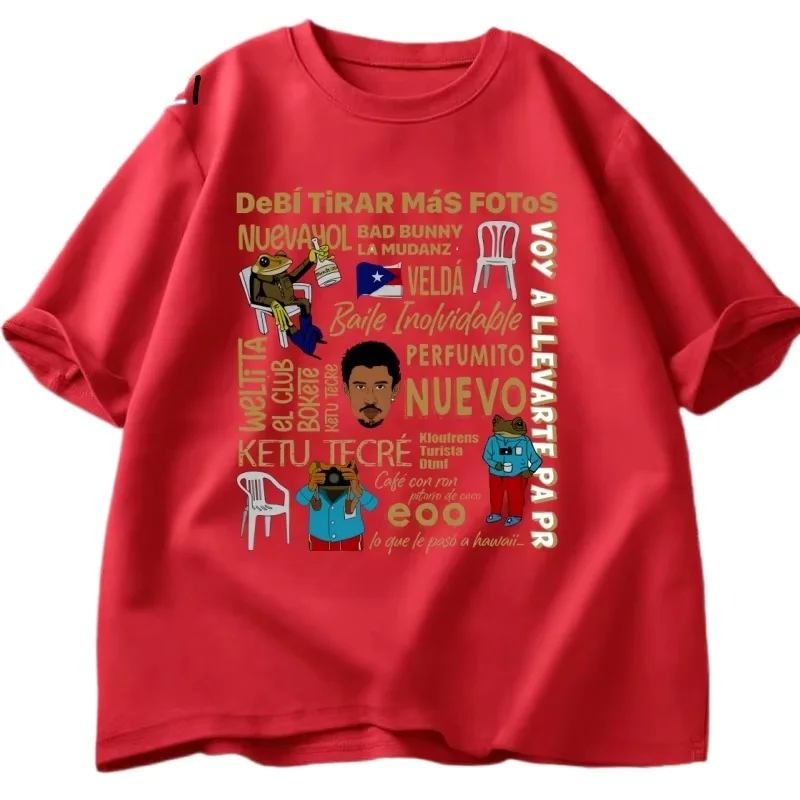 Bad bunny camiseta para homem mulher causal manga curta t camisa harajuku streetwear roupas impressas streetwear