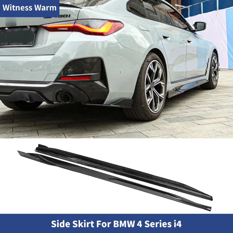 Dry Carbon Fiber Side Skirts Lip Extensions For BMW 4 Series i4 Electric Sedan M50 eDrive40 Tuning 2021+