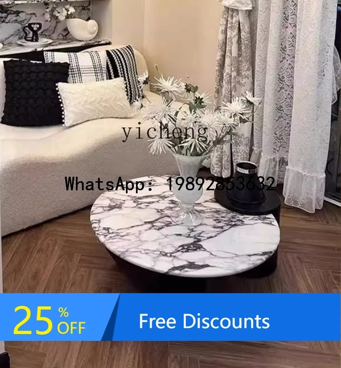 

Style Coffee Table for Living Room, Small Household, Round, Light Luxury, Vintage Style, Modern Minimalist