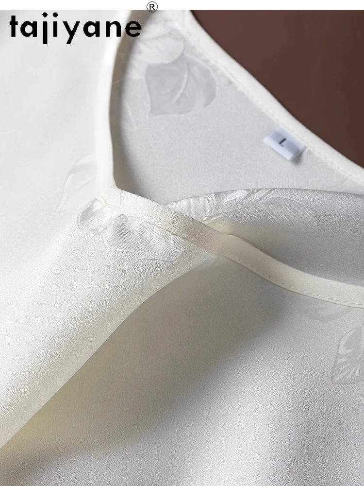 TAJIYANE 100% Mulberry Silk T Shirts for Woman Summer White T Shirt High Quality Short Sleeve Tops Women Clothing 2025 Футболка