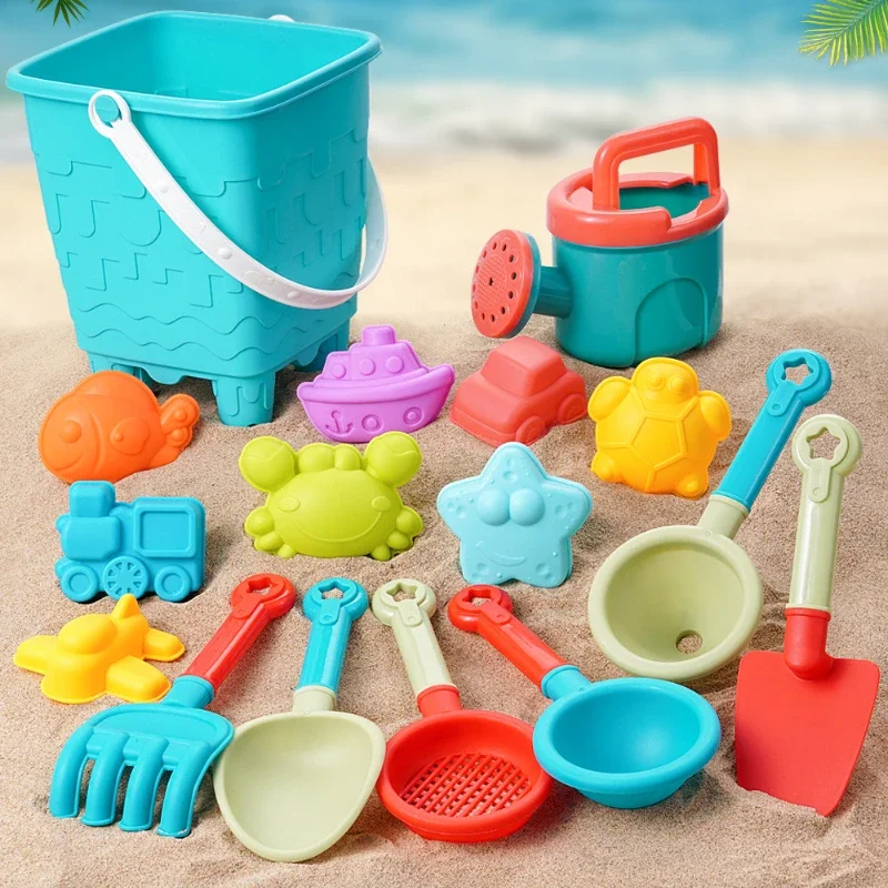 

Summer Beach Set Toys For Kids Digging Sand Plastic Bucket Watering Bottle Shovels Children Beach Water Game Toys Tools