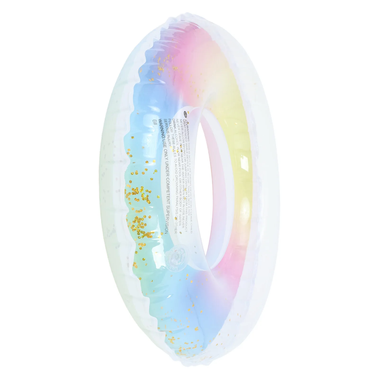 

Rainbow Swimming 60Cm Thicken Translucent Gradient Inflatable Swim Ring For Adults Women Kids Durable Float Ring Pool Beach Lake